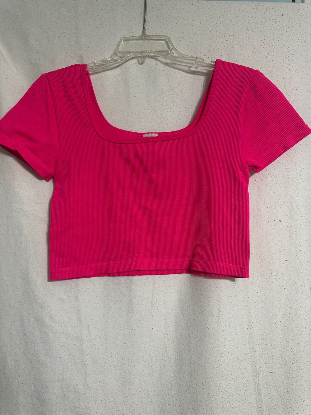 No Boundaries Ribbed Scoop Crop Top - Hot Pink